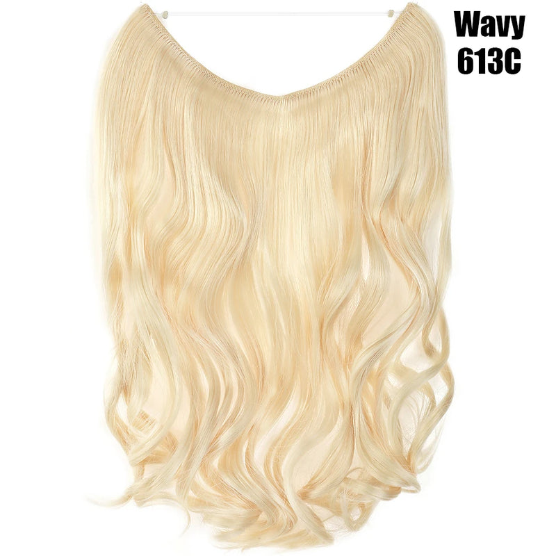 Synthetic 20 Inch Invisible Wire, No Clip-In, Hair Extensions, Fish Line Hairpieces/Hair Extensions Fake Hair For Women