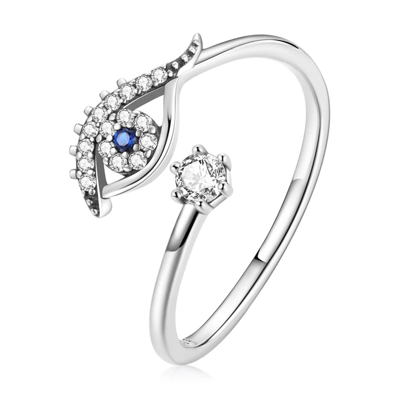 Adjustable Rings - Real 925 Sterling Silver, Stackable, Engagement Zircon Open Size Rings for Women