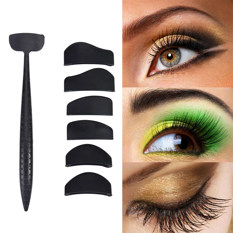 6-In-1 Perfect Eye Makeup Kit/Black Silicone Stencils for Women & Girls. Portable Eye Shadow Fixing Tool