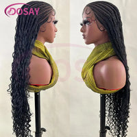Wear & Go Glueless Synthetic Boho Box, Full Lace Front, Braided Wig for Women. Curly Hair Bohemian Goddess Locs Braided Wig