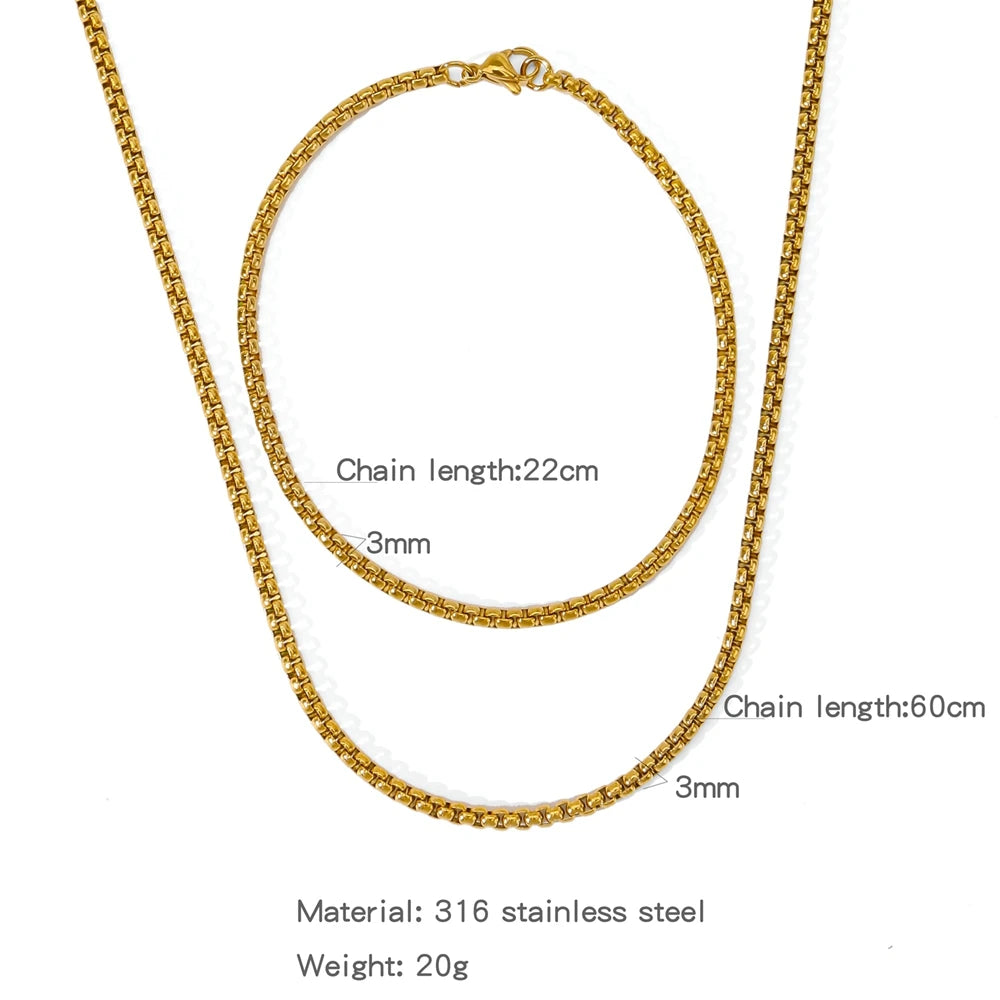 Stainless Steel NK Snake Chain Necklace/Twist Bracelet for Women. Jewelry Set, Gold in Color - DIY Accessories