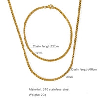 Stainless Steel NK Snake Chain Necklace/Twist Bracelet for Women. Jewelry Set, Gold in Color - DIY Accessories