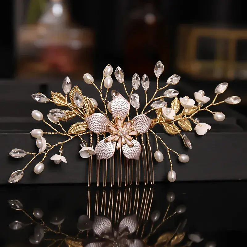 Silver/Gold/Pearl/Rhinestone Hair Accessories, Crystal Bridal Headdress/Hair Combs for Women & Girls-hair accessories-SWEET T 52