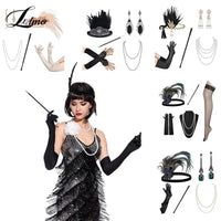 1set 1920's Cosplay Flapper Halloween Charleston Costume 1920s Gatsby Accessories Black Headpiece Great Gatsby Feather Headband Sweet T 52