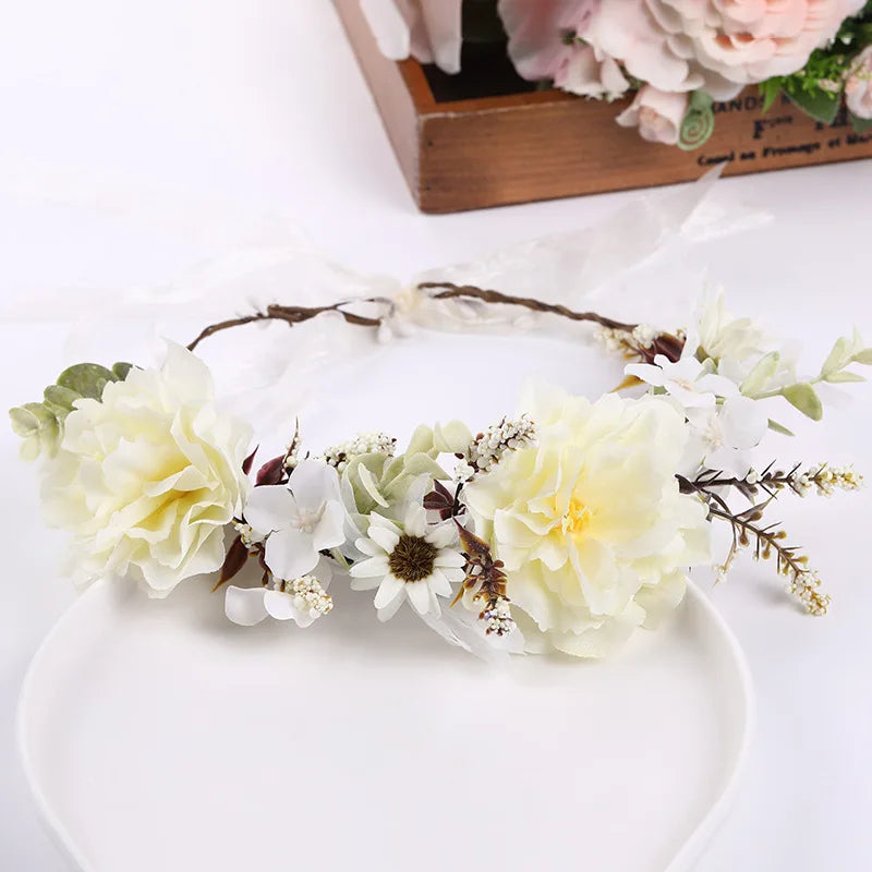 Simulated Flower Wreath/Crown/Festival Headband Hair Accessories for Women & Girls. Headdress/Garland/Wedding Headwear
