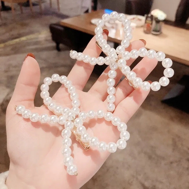 1 Pcs Simple Pearl Barrette Hair Clip for Women. Ladies Party Hair Accessories.