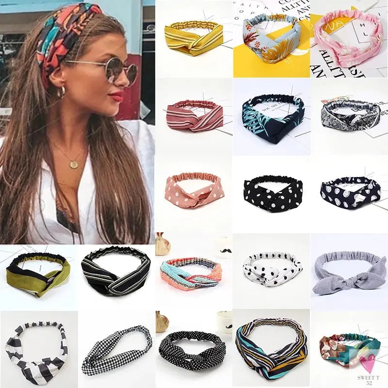 Scrunchies Woman Knotted Turban Hair Accessories for Girls Headband Turban Elastic Hairband Head Wrap Striped  Hair Scrunchies Sweet T 52