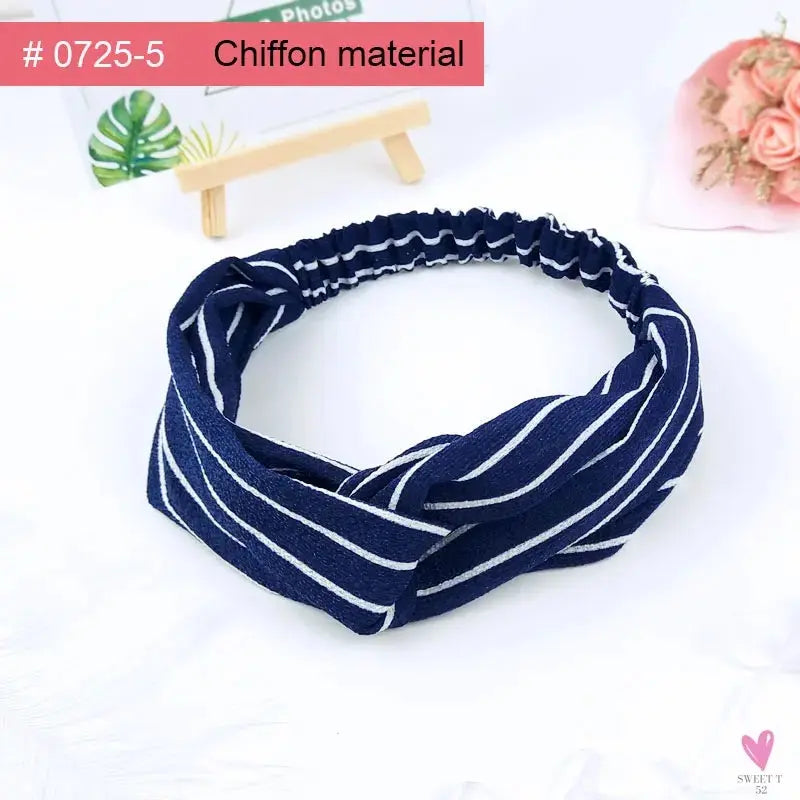 Scrunchies Woman Knotted Turban Hair Accessories for Girls Headband Turban Elastic Hairband Head Wrap Striped  Hair Scrunchies Sweet T 52