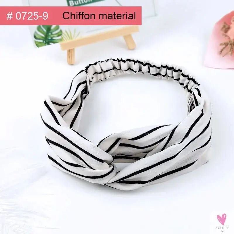 Scrunchies Woman Knotted Turban Hair Accessories for Girls Headband Turban Elastic Hairband Head Wrap Striped  Hair Scrunchies Sweet T 52