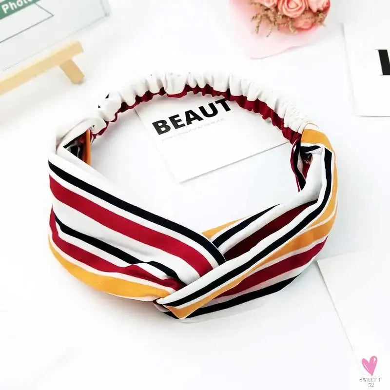 Scrunchies Woman Knotted Turban Hair Accessories for Girls Headband Turban Elastic Hairband Head Wrap Striped  Hair Scrunchies Sweet T 52