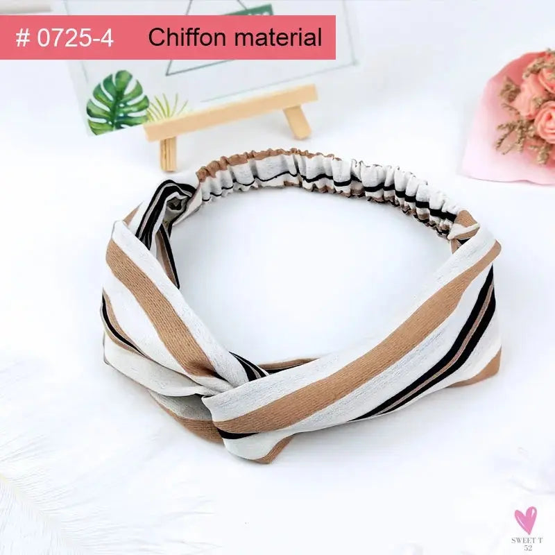 Scrunchies Woman Knotted Turban Hair Accessories for Girls Headband Turban Elastic Hairband Head Wrap Striped  Hair Scrunchies Sweet T 52