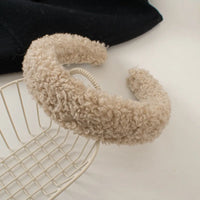 Plush Wide, Thick, Faux Fur Wool Hairbands.  4 cm Wide Solid Color Headbands for Women, Plain Fluffy Winter Hair Accessories