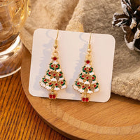 Vintage Metal Christmas Tree Dangle Earrings for Women - Fashion Socks, Santa Claus, Snowflake Drop Earrings