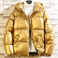 Men's Glossy Hooded Puffer Parka, M to 5XL