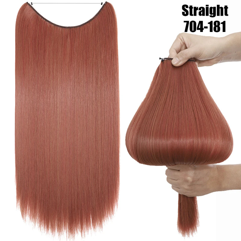 Synthetic 20 Inch Invisible Wire, No Clip-In, Hair Extensions, Fish Line Hairpieces/Hair Extensions Fake Hair For Women