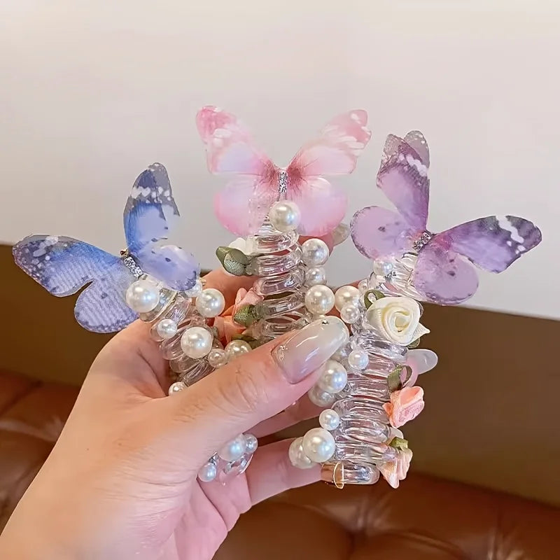 2 pcs Whimsical Butterfly Mesh Headbands for Girls - Hair Accessories for Daily Wear, Parties, Elegant Hair Tie with Intricate Designs