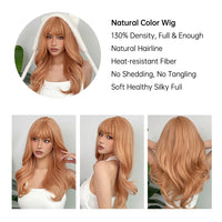 EASIHAIR Light Orange Synthetic Wigs Long Wavy Ombre Natural Hair Wigs with Bangs for Women Cosplay Lolita Wig Heat Resistant SWEET T 52