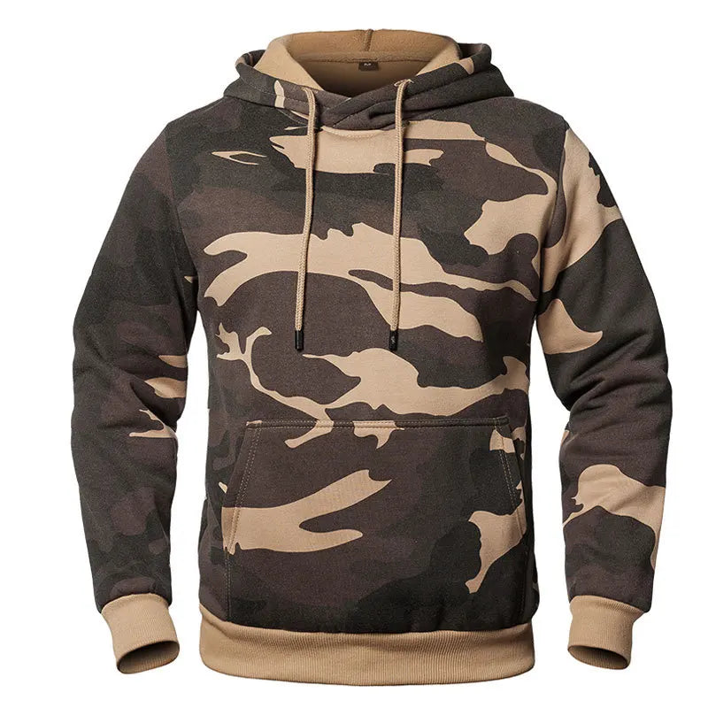 Men's Winter Casual Fleece Hoodies/Male Outdoor Camouflage Pullover/Sweatshirts, Hooded, Loose Outerwear