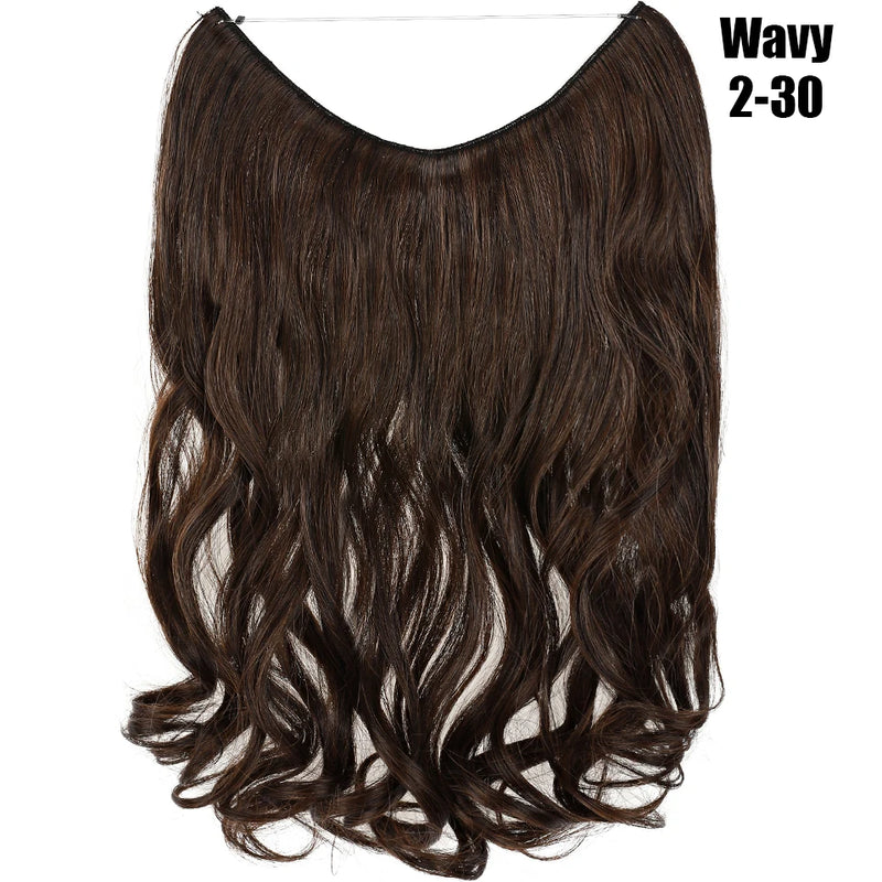 Synthetic 20 Inch Invisible Wire, No Clip-In, Hair Extensions, Fish Line Hairpieces/Hair Extensions Fake Hair For Women