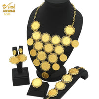 ANIID Ethiopian 24K Gold Color Coins Jewelry Set African Hawaiian Luxury Necklace Bracelet Pendant Set Dubai Wedding Gifts Sweet T 52