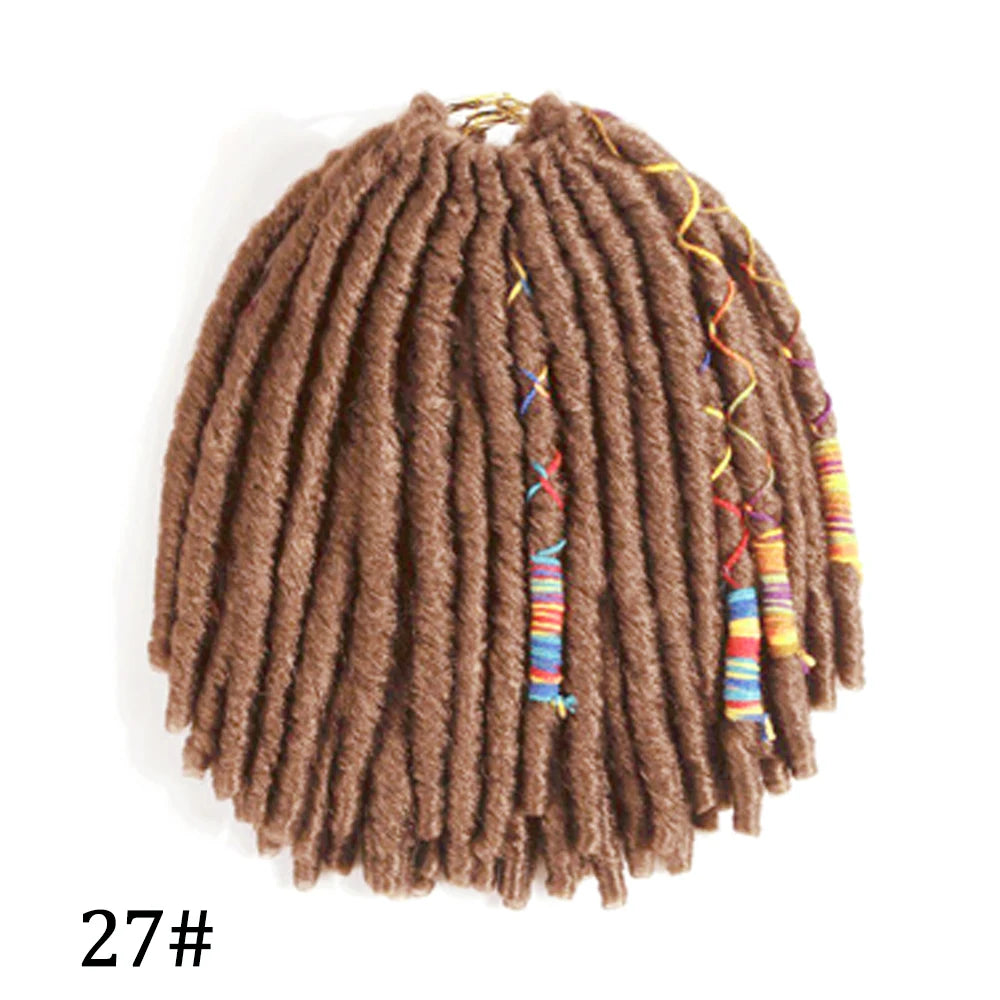 Faux Locks Crochet Hair Natural Hair Extensions Synthetic Crochet Braiding Hair Dreadlocks with Colored Line Short Hair Bundles SWEET T 52