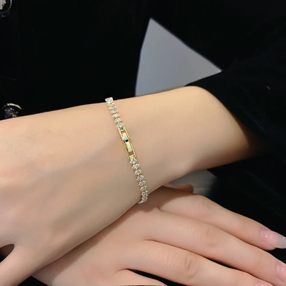 Marquise-Cut Tennis Bracelet, Stainless Steel
