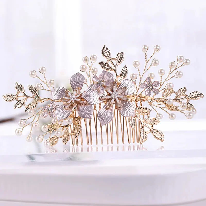 Silver/Gold/Pearl/Rhinestone Hair Accessories, Crystal Bridal Headdress/Hair Combs for Women & Girls-hair accessories-SWEET T 52