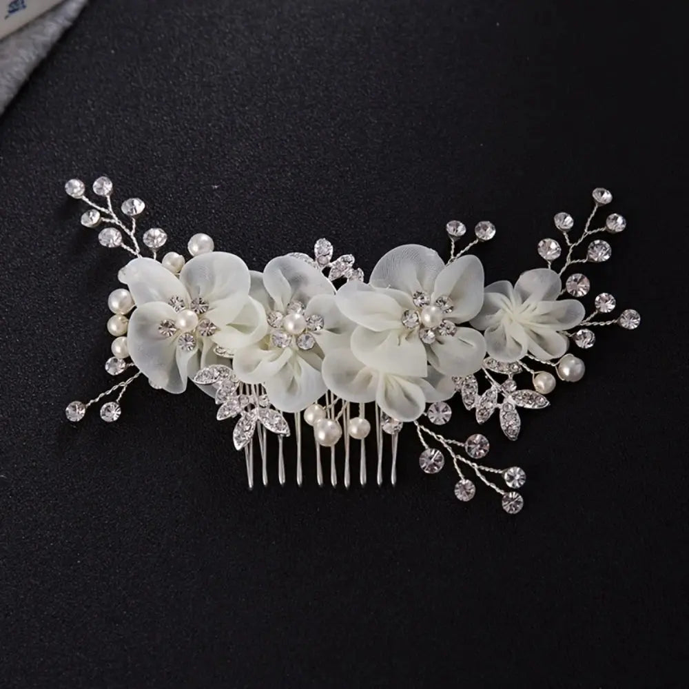 Wedding Hair Combs Bridal Hair Accessories For Women Hair Jewelry Silver Color Pearl Rhinestone Head Jewelry Women Accessories-hair accessories-SWEET T 52