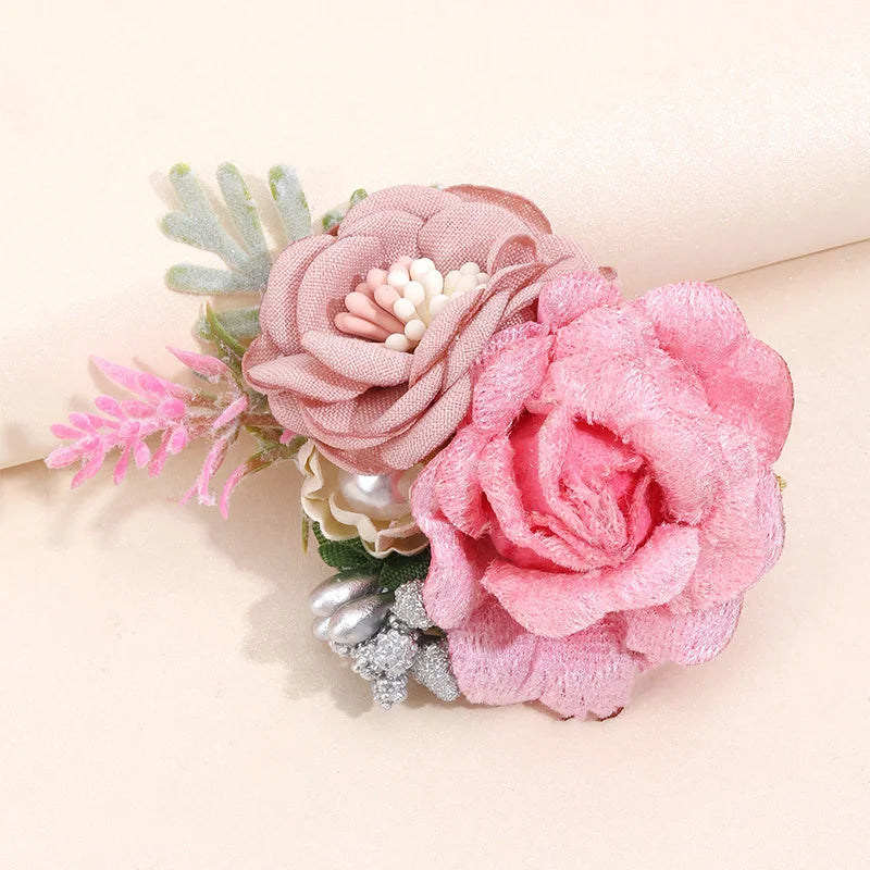 Artificial Flower Hair Clips - Cute Mesh Rose Hairpins with Pearl Barrette Hairgrips for Children, Hair Accessories