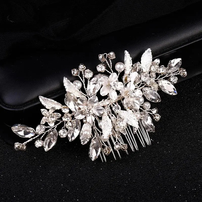 Luxury Crystal Pearl Flower Hair Comb/Headband/Tiara For Women & Girls - Bridal Wedding Hair Accessories/Hair Jewelry-hair accessories-SWEET T 52