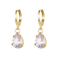 Gold Color Cute Water Drop Earrings For Women & Girls - Zircon Piercing Huggies/Hoop Dangle Earrings-earrings-SWEET T 52