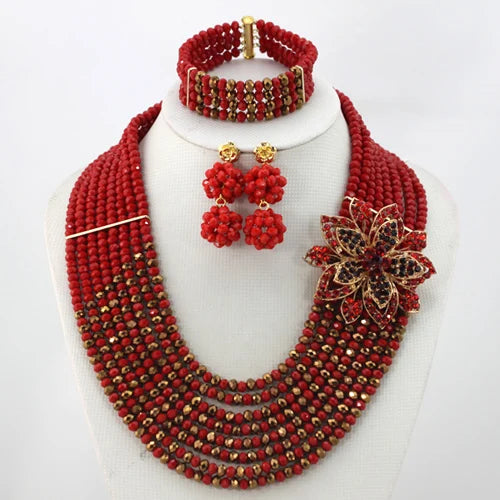 African Beads Jewelry Set Nigerian Wedding African Beads Jewelry Set Crystal African Jewelry Sets  ABJ176