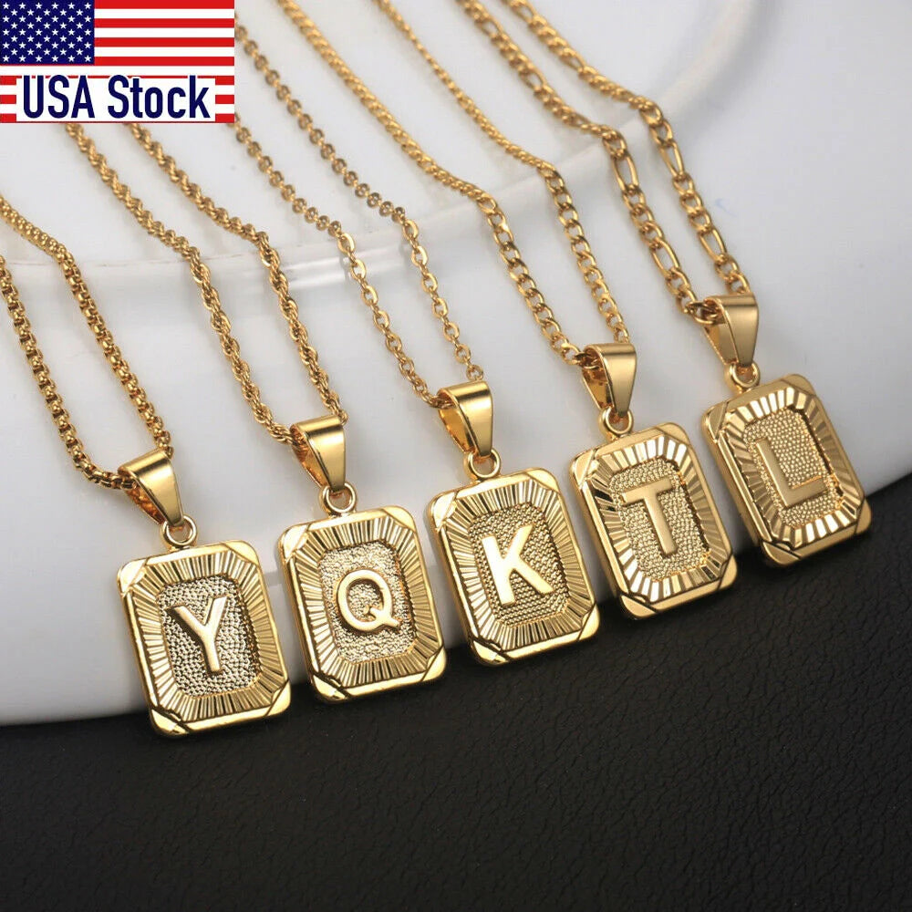 Initial Letter Pendant Necklace, Stainless Steel