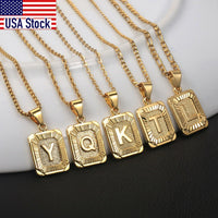 Initial Letter Pendant Necklace, Stainless Steel