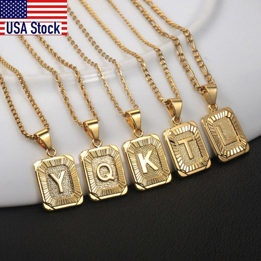 Initial Letter Pendant Necklace, Stainless Steel