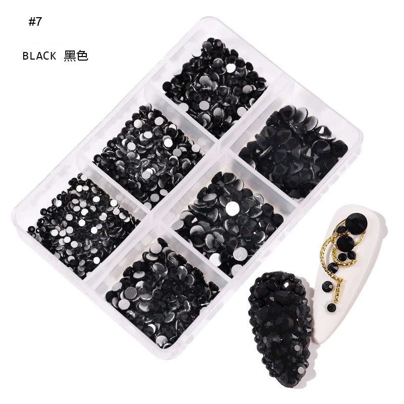 12Gird Box Multi Size AB/Colorful Non-Hotfix Rhinestones Flatback Crystal Diamond Gems 3D Glitter Nail Art Luxurious Decorations SWEET T 52