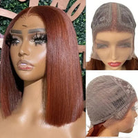 Ombre Straight Bob 13x6X2 Lace Front Wigs. Human Hair Short Bob Wigs, Ash Blonde Remy Hair, Pre-Plucked, Glueless Wig.