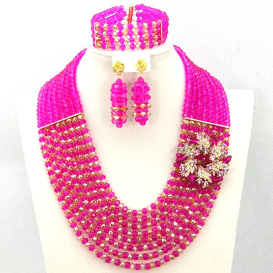 African Beads Jewelry Set Nigerian Wedding African Beads Jewelry Set Crystal African Jewelry Sets  ABJ176