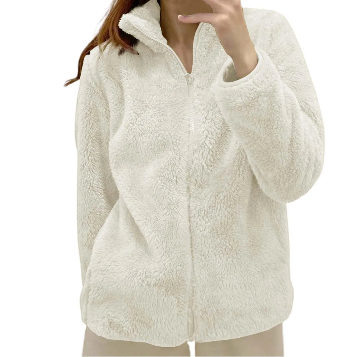 Women's Fluffy Fleece Zip-Up Jacket
