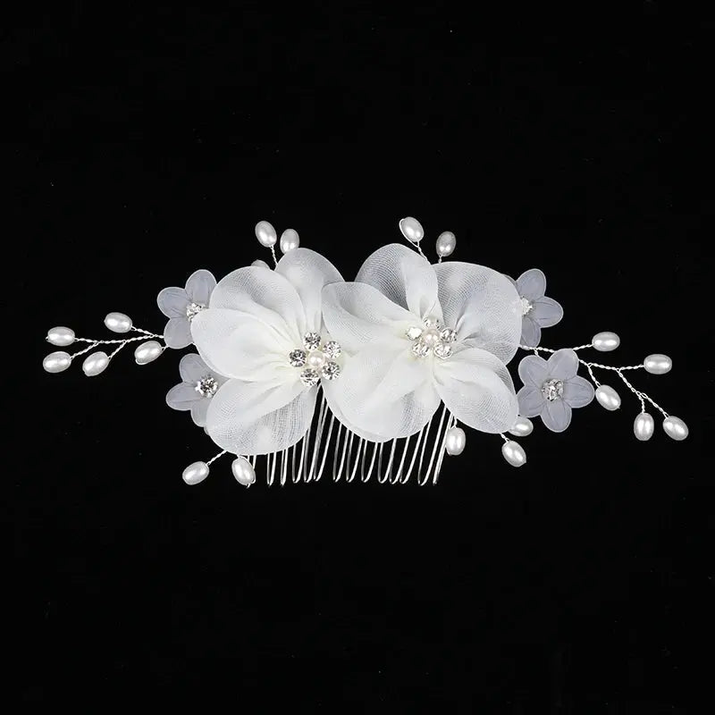 Handmade Elegant Pearl Hair Pins - White Flower Rhinestone Hair Comb For Wedding Parties/Bridal Hair Accessories-hair accessories-SWEET T 52