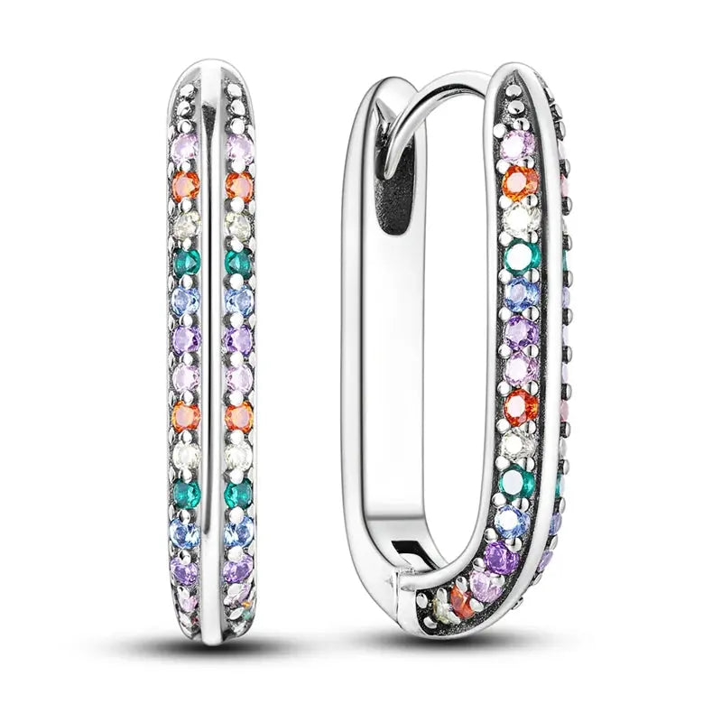 925 Sterling Silver Sparkling Heart/Star/Moon Feather Fashion. Colorful Earrings, Hoop Jewelry for Women & Girls-earrings-SWEET T 52