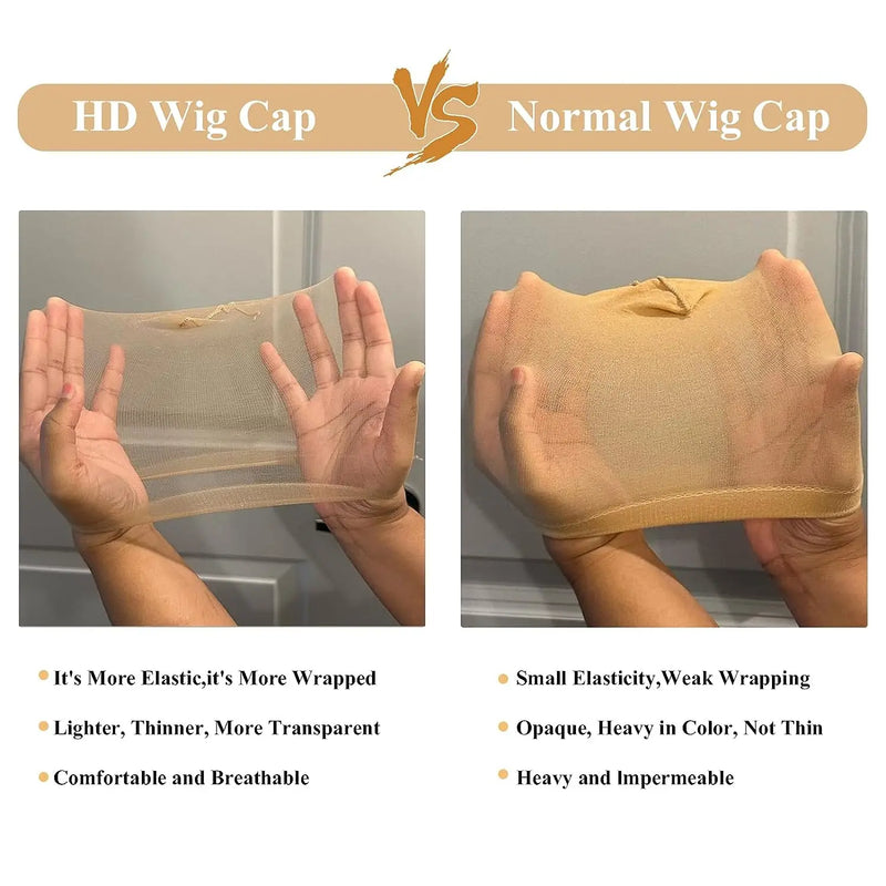 1/5/10 Pack Invisible HD Wig Caps for Lace Front Wigs, Transparent Stocking Wig Caps for Women & Girls