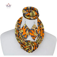 3 Pieces African Necklace - Print Wax Ankara Fabric Set, Side Knot Necklace, Bracelet and Earrings