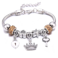 New Charm Bracelet & Bangles Jewelry for Women - White Butterfly Crown Beads "Lobster Clasp" Charm Bracelets