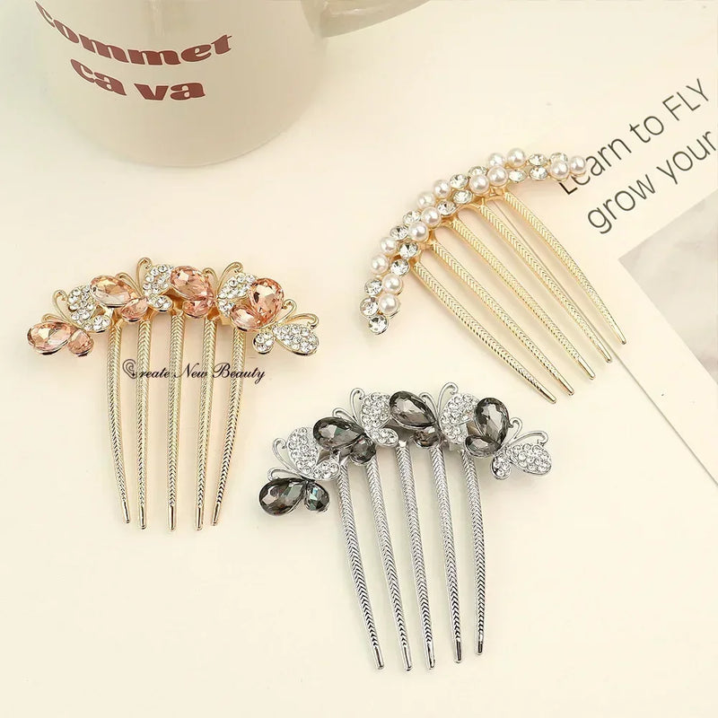 Women's Pearl Crystal Hair Combs, Rhinestone Decorative Hair Clips/Headwear, Jewelry Gifts