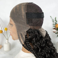 Cornrow Synthetic Braided Wigs 13*6 Lace Front Wig  Knotless Box Braided Wig Partition Design with Curly Hair for African Women Sweet T 52