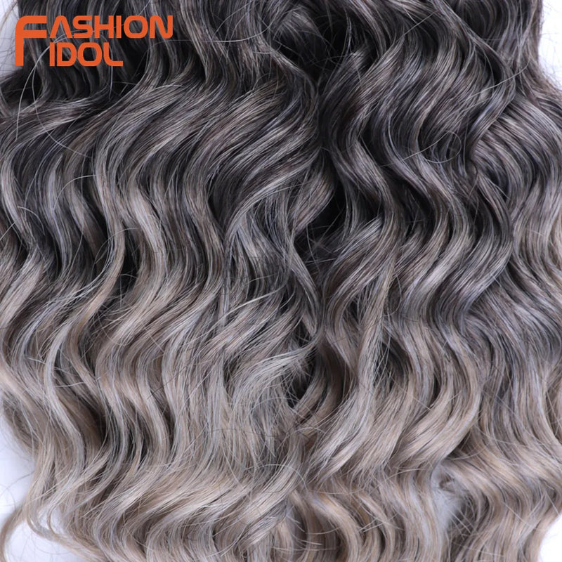 Deep Wavy Twist Crochet Hair - Synthetic Curly Hair Crochet Braids, Ombre Brown, 10 Inch Braiding Hair Extensions