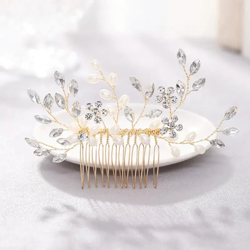Silver/Gold/Pearl/Rhinestone Hair Accessories, Crystal Bridal Headdress/Hair Combs for Women & Girls-hair accessories-SWEET T 52