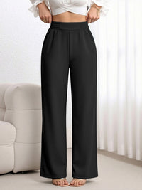 Travel Pants for Women - High Elastic Waist, Wide Leg, Solid Color, No Wrinkle Streetwear Trousers