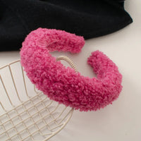 Plush Wide, Thick, Faux Fur Wool Hairbands.  4 cm Wide Solid Color Headbands for Women, Plain Fluffy Winter Hair Accessories